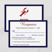 Nautical Navy Blue Lobster Wedding RSVP-kaarten RSVP Kaartje (Voorkant / Achterkant)