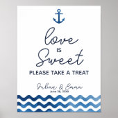 Nautical Navy Blue Love is lief Print (Voorkant)