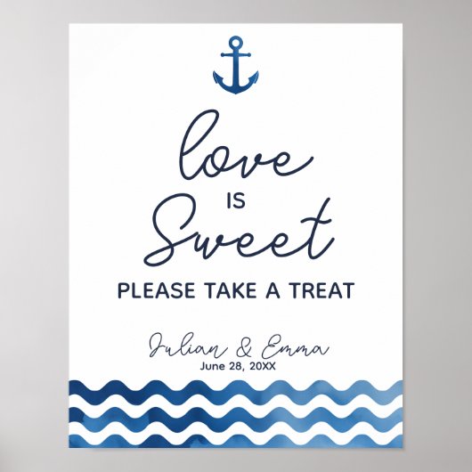 Nautical Navy Blue Love is lief Print (Voorkant)
