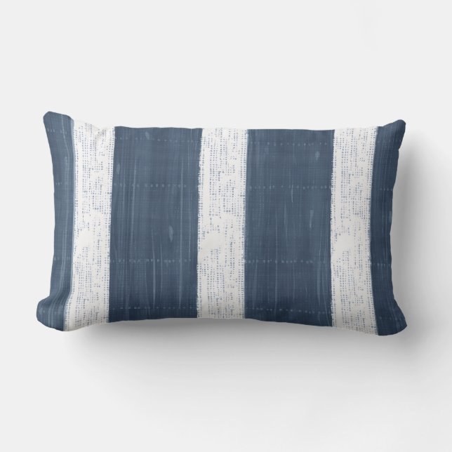 Nautical Navy Blue Lumbar Pillow Kussen (Voorkant)