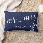 Nautical Navy Blue Lumbar Weddenschap Kussens (Deken)