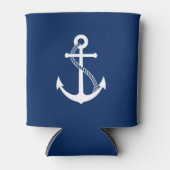 Nautical Navy Blue met White Anchor Blikjeskoeler (Voorkant)