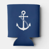 Nautical Navy Blue met White Anchor Blikjeskoeler (Achterkant)
