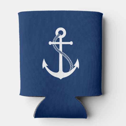 Nautical Navy Blue met White Anchor Blikjeskoeler (Achterkant)