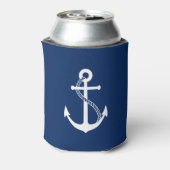 Nautical Navy Blue met White Anchor Blikjeskoeler (Blikje Achterkant)