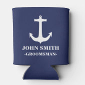 Nautical Navy Blue met White Anchor Groomsman Blikjeskoeler (Achterkant)