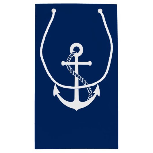 Nautical Navy Blue met White Anchor Klein Cadeauzakje (Achterkant)