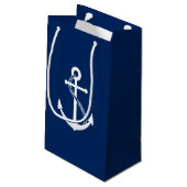Nautical Navy Blue met White Anchor Klein Cadeauzakje (Achterkant Gekanteld)