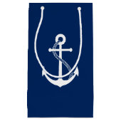 Nautical Navy Blue met White Anchor Klein Cadeauzakje (Voorkant)