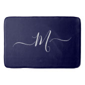 Nautical Navy Blue Monogram initiaal Bath Mat (Voorkant)
