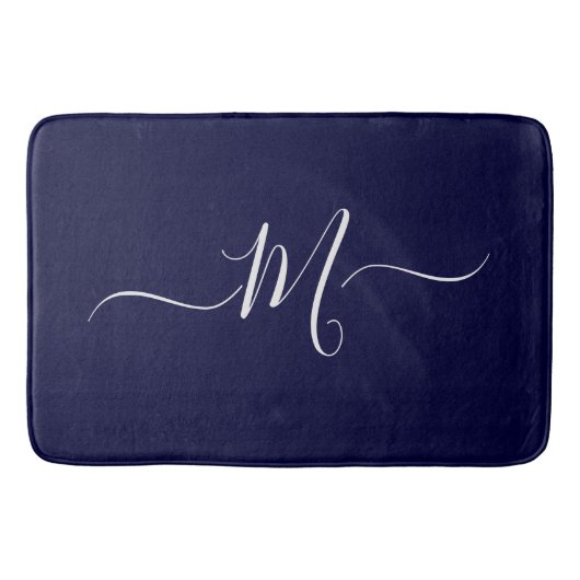 Nautical Navy Blue Monogram initiaal Bath Mat (Voorkant)