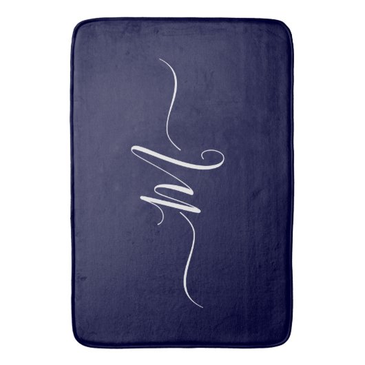 Nautical Navy Blue Monogram initiaal Bath Mat (Voorkant Verticaal)