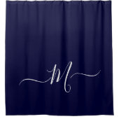 Nautical Navy Blue Monogram initiaal Douchegordijn (Voorkant)