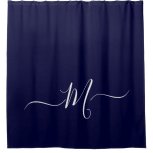 Nautical Navy Blue Monogram initiaal Douchegordijn