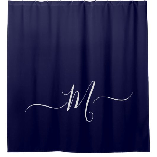 Nautical Navy Blue Monogram initiaal Douchegordijn (Voorkant)