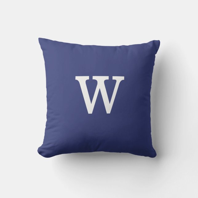 Nautical Navy Blue Monogram met strepen op achterz Buitenkussen (Voorkant)