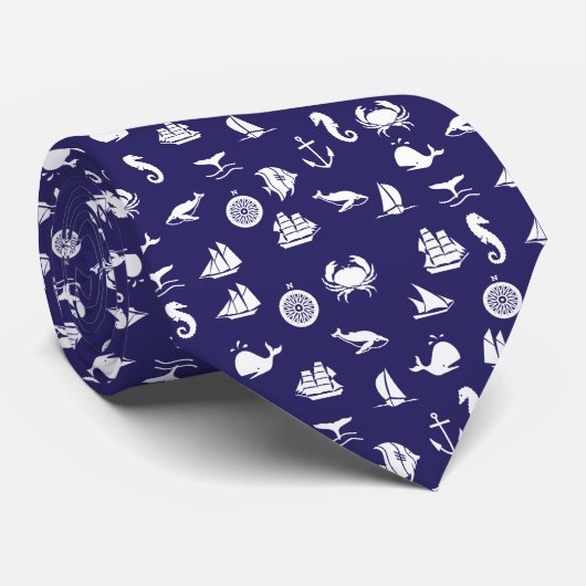 Nautical Navy Blue Necktie Stropdas (Opgerold)