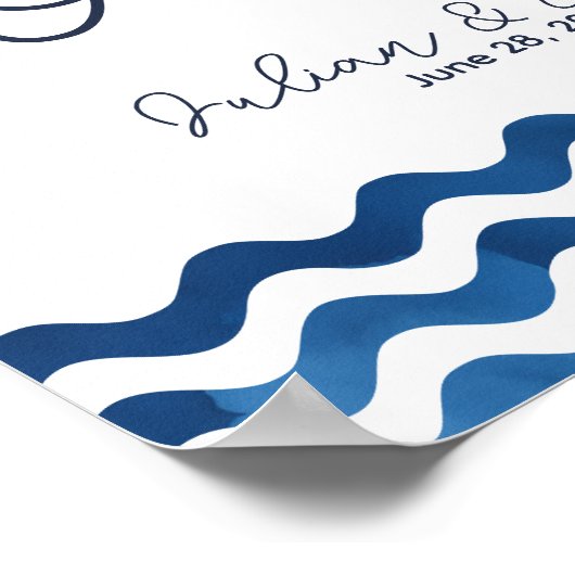 Nautical Navy Blue Neem één druk op Poster (Hoek)