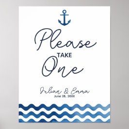 Nautical Navy Blue Neem één druk op Poster