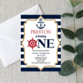 Nautical Navy Blue One 1e eerste verjaardag Kaart