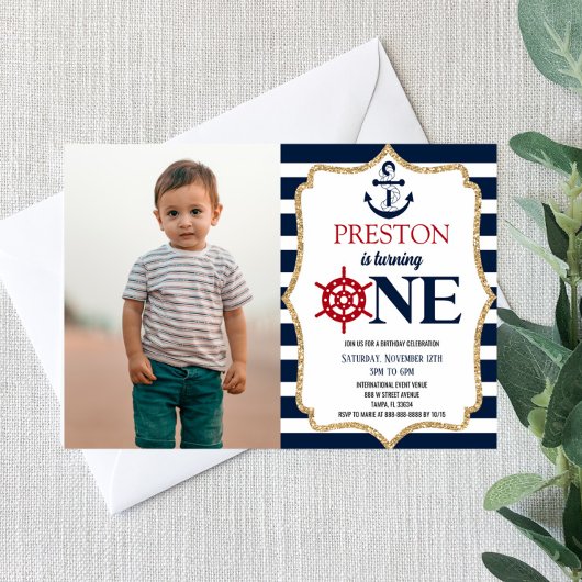 Nautical Navy Blue One Afbeelding 1ste eerste verj Kaart
