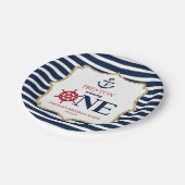 Nautical Navy Blue ONE Eerste 1e verjaardagsfeestj Papieren Bordje (Gekanteld)