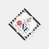 Nautical Navy Blue ONE Eerste 1e verjaardagsfeestj Servet (Hoek)