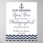 Nautical Navy Blue Open Bar, teken Poster (Voorkant)