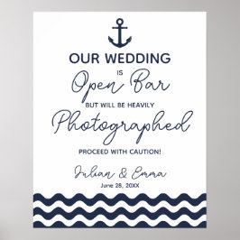 Nautical Navy Blue Open Bar, teken Poster