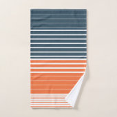 Nautical Navy Blue Oranje Stripes Bad Handdoek (Handdoek)