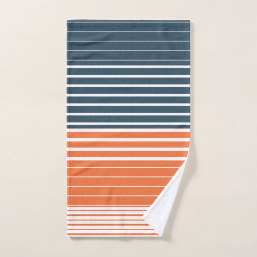 Nautical Navy Blue Oranje Stripes Bad Handdoek (Handdoek)