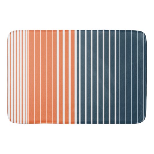 Nautical Navy Blue Oranje Stripes Badmat (Voorkant)