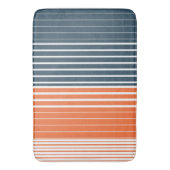 Nautical Navy Blue Oranje Stripes Badmat (Voorkant Verticaal)