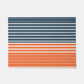Nautical Navy Blue Oranje Stripes Deurmat (Voorkant)