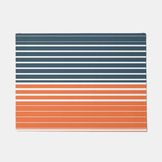 Nautical Navy Blue Oranje Stripes Deurmat (Voorkant)