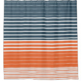Nautical Navy Blue Oranje Stripes Douchegordijn (Voorkant)