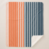 Nautical Navy Blue Oranje Stripes Sherpa Deken (Voorkant)