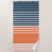 Nautical Navy Blue Oranje Stripes Strandlaken (Voorkant)