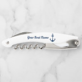 Nautical Navy Blue Personalized Boat Name Kurkentrekker (Achterkant)