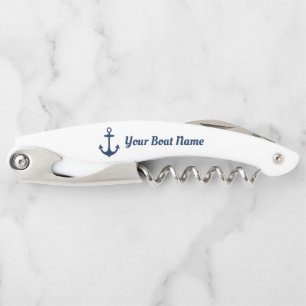 Nautical Navy Blue Personalized Boat Name Kurkentrekker