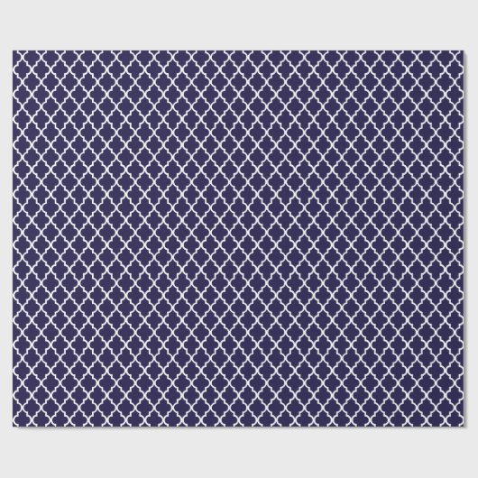 Nautical Navy Blue Quatrefoil Pattern Gift Wrap Cadeaupapier (Vlak)