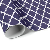 Nautical Navy Blue Quatrefoil Pattern Gift Wrap Cadeaupapier (Rol Hoek)