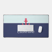 Nautical Navy Blue Red Anchor Custom Design Bureaumat (Keyboard & Muis)