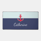 Nautical Navy Blue Red Anchor Custom Design Bureaumat (Voorkant)