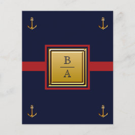 Nautical Navy Blue Red Budget Weddenschap Flyer