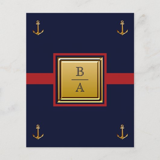 Nautical Navy Blue Red Budget Weddenschap Flyer (Voorkant)