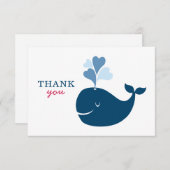 Nautical Navy Blue Red Whale Boy Baby shower Bedankkaart (Voorkant / Achterkant)