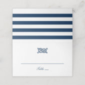 Nautical Navy Blue Rope Knot Stripes Wedding Plaatskaartje (Buitenkant ongevouwen)