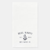 Nautical Navy Blue Rustic Anchor Boat Name Servet (Voorkant)