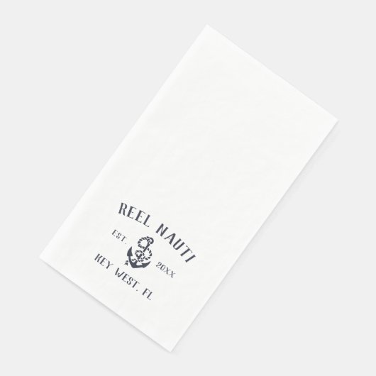 Nautical Navy Blue Rustic Anchor Boat Name Servet (Hoek)
